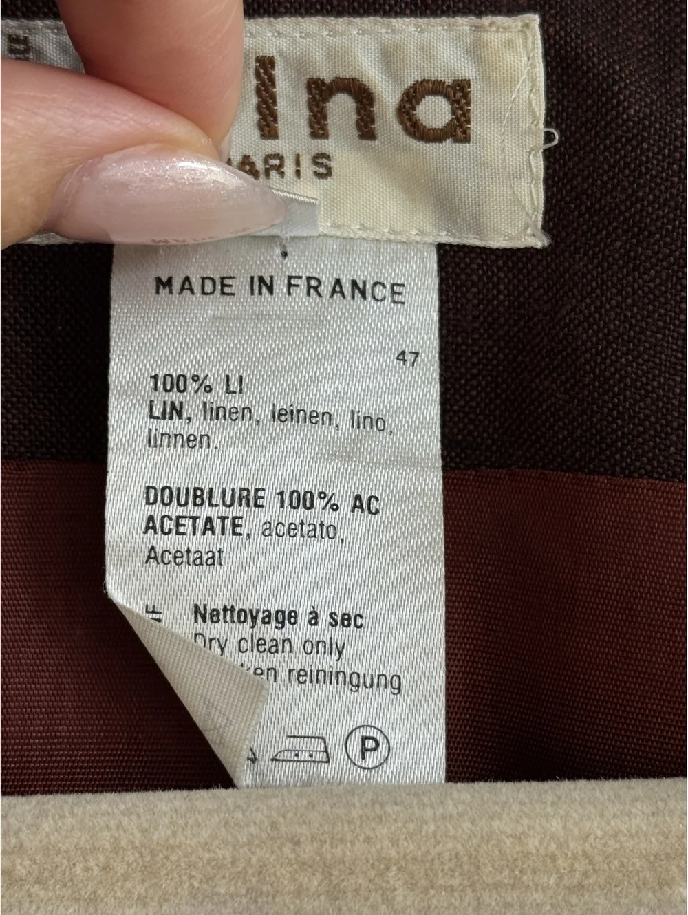 Vintage Colna Paris 100% Linen Brown Blazer Made in France FR 42